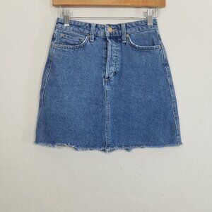 Joe's Jeans The Bella High Rise Button Fly Denim Mini Skirt Blue Size 25
